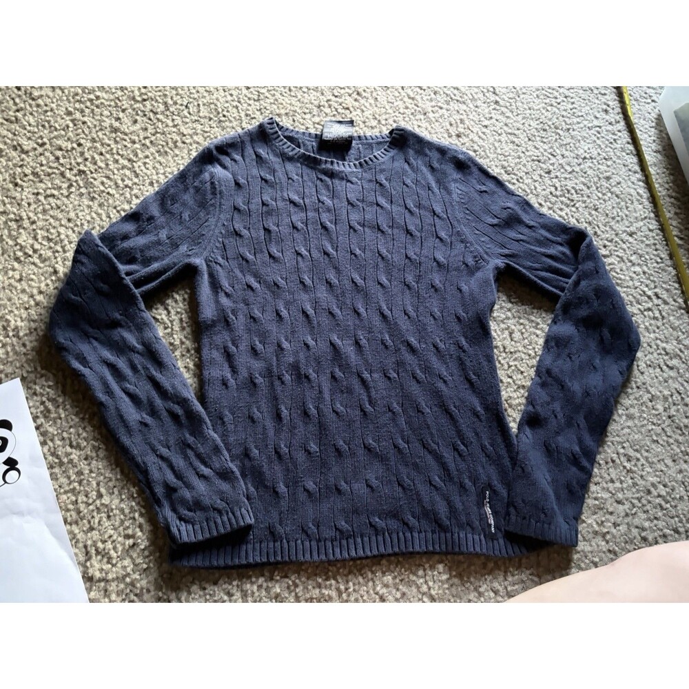 Ralph Lauren Polo Cable Knit Sweater Navy Blue VTG Y2K